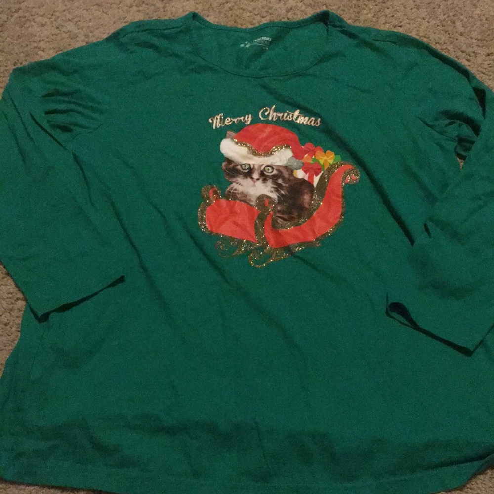 Christmas cat long sleeve tee